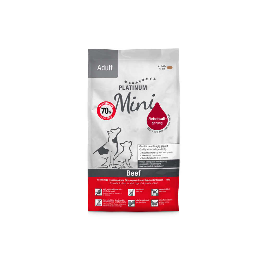Platinum Mini Adult Beef sausā suņu barība ar liellopu, 900 g iepakojums