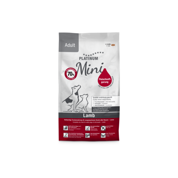 Platinum Mini Adult Lamb & Rice sausā suņu barība ar jēru, 900 g iepakojums